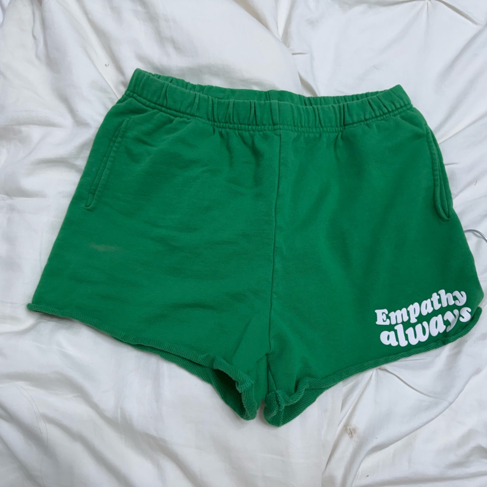 Green Athletic Shorts with Elastic Waistband